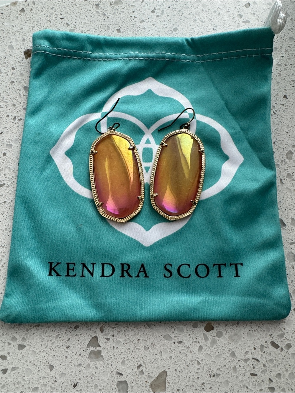 Kendra Scott Iridescent Gold-Pink Elle Drop Earrings